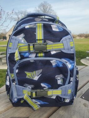 Pottery Barn Kids Small Shark Backpack Navy Blue Glow Hammerhead School Bag